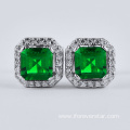 vintage 925 sterling silver emerald earrings stud